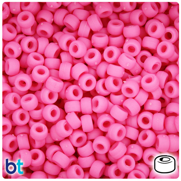 BeadTin Dark Pink Matte 6.5mm Mini Barrel Plastic Pony Beads (1000pcs)