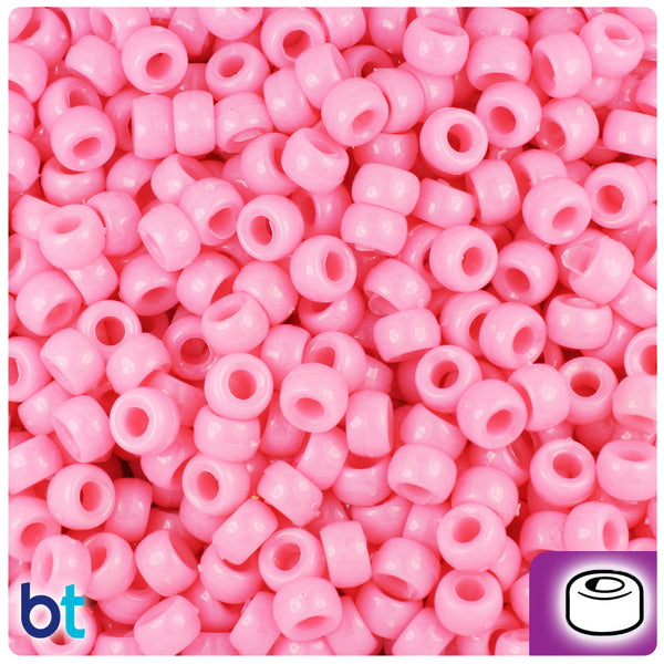 BeadTin Baby Pink Opaque 6.5mm Mini Barrel Plastic Pony Beads (1000pcs)