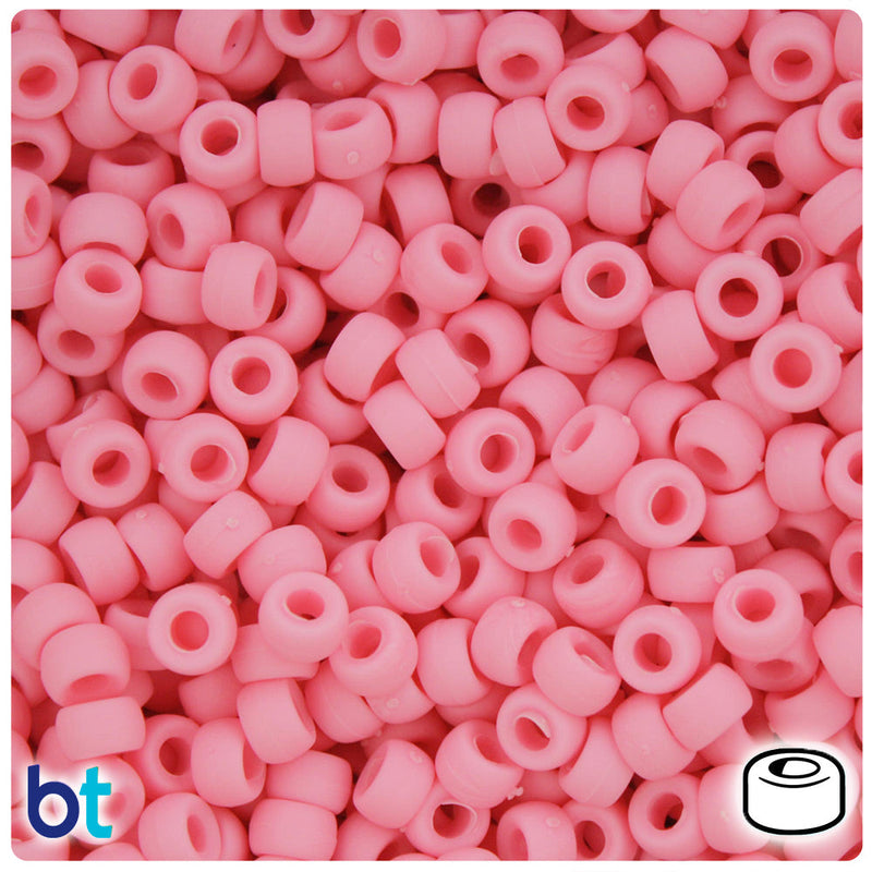 BeadTin Baby Pink Matte 6.5mm Mini Barrel Plastic Pony Beads (1000pcs)