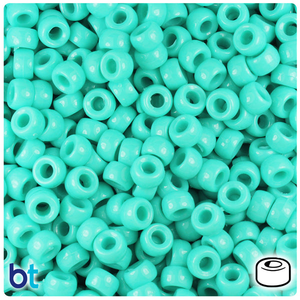 BeadTin Light Turquoise Opaque 6.5mm Mini Barrel Plastic Pony Beads (1000pcs)