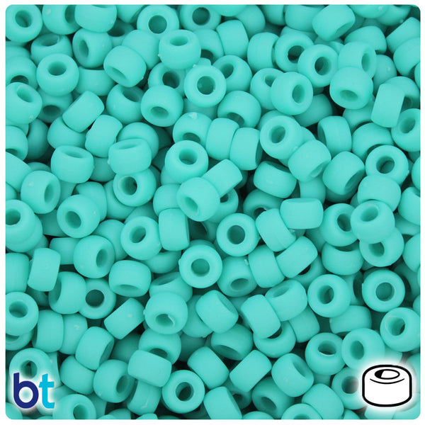 BeadTin Light Turquoise Matte 6.5mm Mini Barrel Plastic Pony Beads (1000pcs)