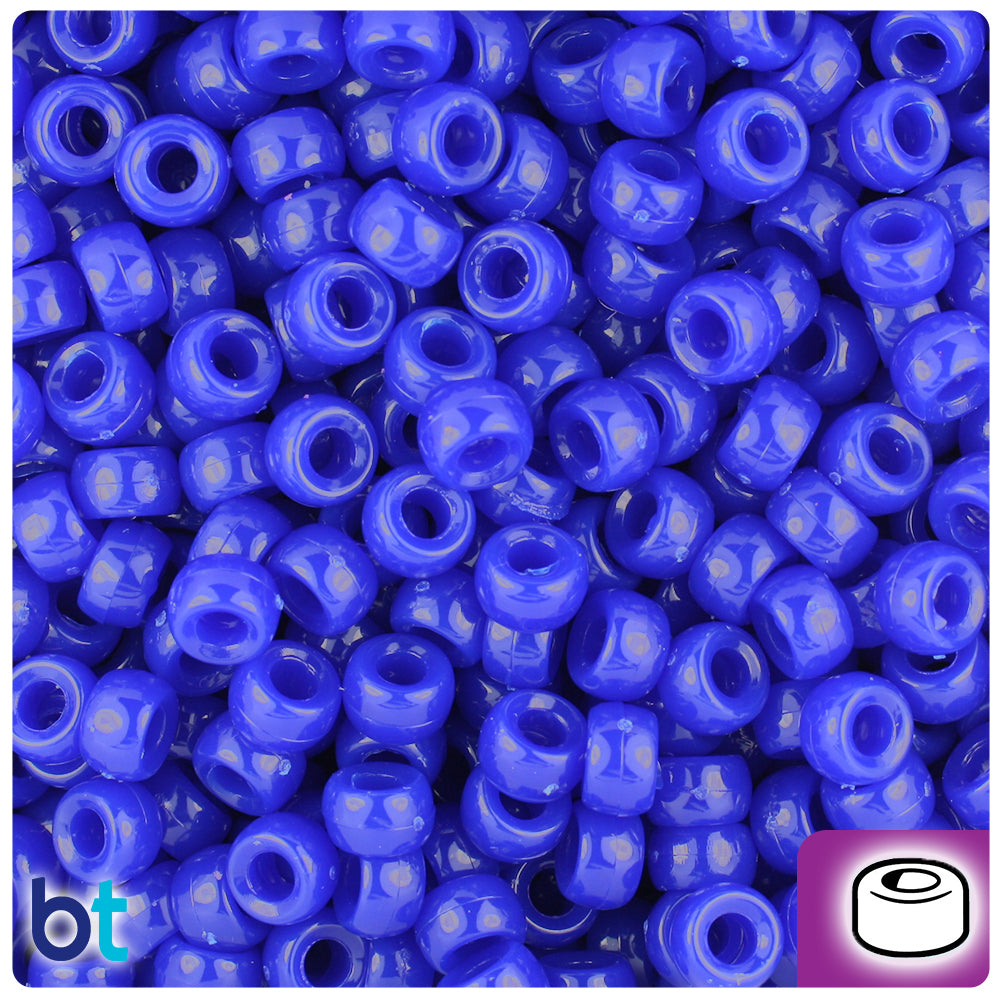 BeadTin Royal Blue Opaque 6.5mm Mini Barrel Plastic Pony Beads (1000pcs)