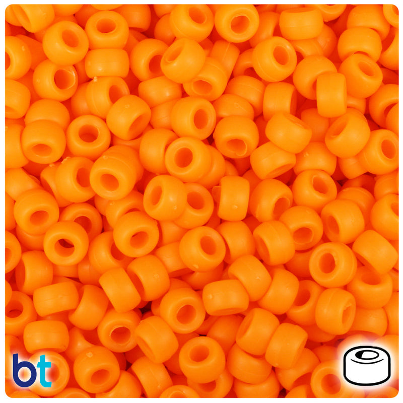 BeadTin Orange Matte 6.5mm Mini Barrel Plastic Pony Beads (1000pcs)