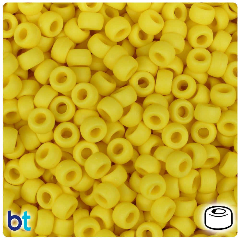 BeadTin Yellow Matte 6.5mm Mini Barrel Plastic Pony Beads (1000pcs)