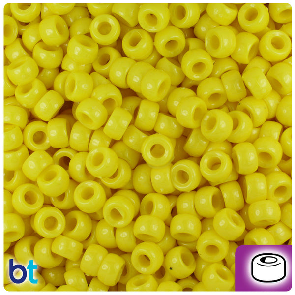 BeadTin Yellow Opaque 6.5mm Mini Barrel Plastic Pony Beads (1000pcs)