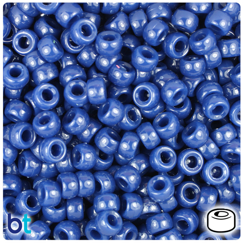 BeadTin Navy Opaque 6.5mm Mini Barrel Plastic Pony Beads (1000pcs)