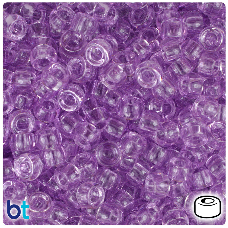 BeadTin Light Amethyst Transparent 6.5mm Mini Barrel Plastic Pony Beads (1000pcs)