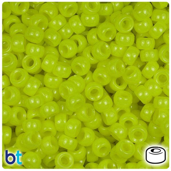 BeadTin Lemon Neon Bright 6.5mm Mini Barrel Plastic Pony Beads (1000pcs)