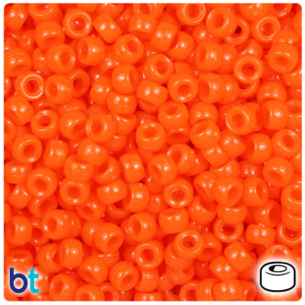 BeadTin Tangelo Neon Bright 6.5mm Mini Barrel Plastic Pony Beads (1000pcs)