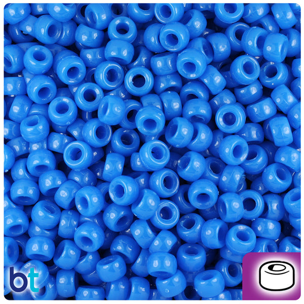 BeadTin True Blue Neon Bright 6.5mm Mini Barrel Plastic Pony Beads (1000pcs)