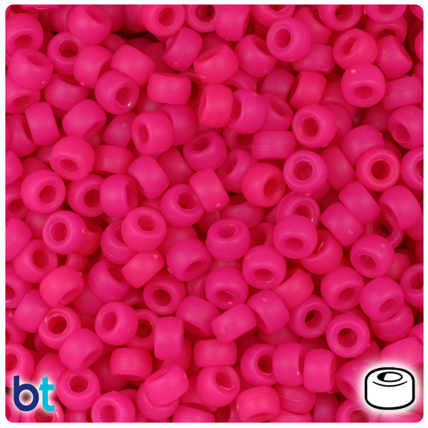 BeadTin Magenta Matte 6.5mm Mini Barrel Plastic Pony Beads (1000pcs)