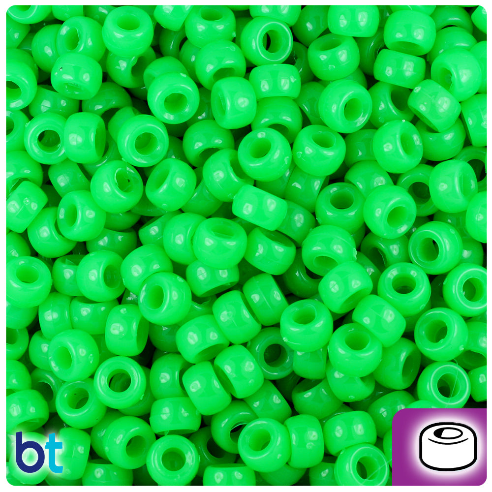 BeadTin Grasshopper Neon Bright 6.5mm Mini Barrel Plastic Pony Beads (1000pcs)