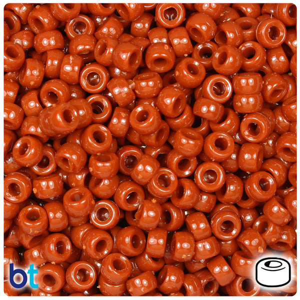 BeadTin Rust Opaque 6.5mm Mini Barrel Plastic Pony Beads (1000pcs)