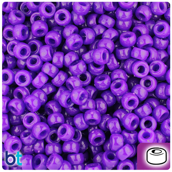 BeadTin Plum Neon Bright 6.5mm Mini Barrel Plastic Pony Beads (1000pcs)