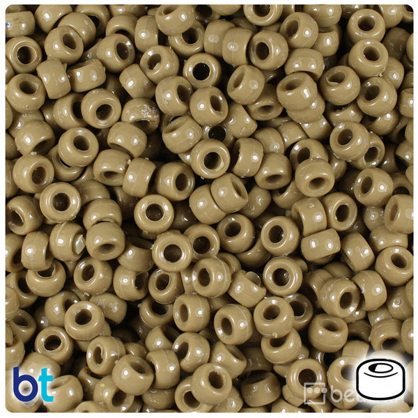 BeadTin Khaki Opaque 6.5mm Mini Barrel Plastic Pony Beads (1000pcs)