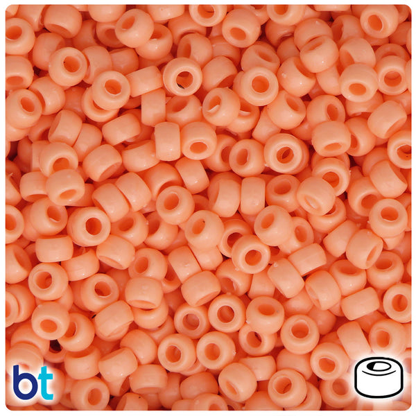 BeadTin Peach Opaque 6.5mm Mini Barrel Plastic Pony Beads (1000pcs)