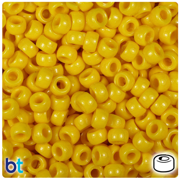 BeadTin Bright Yellow Opaque 6.5mm Mini Barrel Plastic Pony Beads (1000pcs)