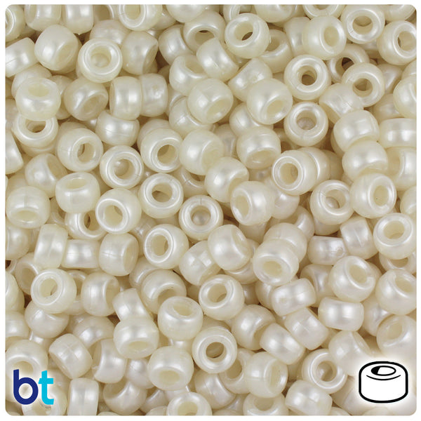 BeadTin Natural Pearl 6.5mm Mini Barrel Plastic Pony Beads (1000pcs)