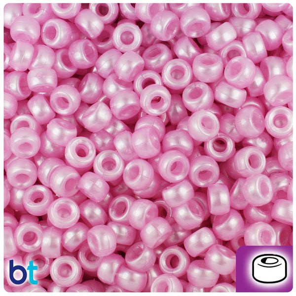 BeadTin Light Pink Pearl 6.5mm Mini Barrel Plastic Pony Beads (1000pcs)