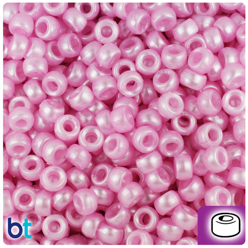 BeadTin Light Pink Pearl 6.5mm Mini Barrel Plastic Pony Beads (1000pcs)