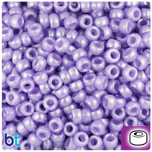 BeadTin Light Purple Pearl 6.5mm Mini Barrel Plastic Pony Beads (1000pcs)