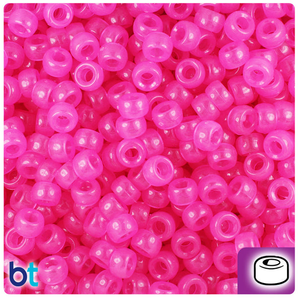 BeadTin Pink Glow 6.5mm Mini Barrel Plastic Pony Beads (1000pcs)