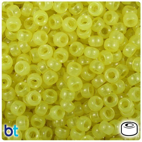 BeadTin Yellow Glow 6.5mm Mini Barrel Plastic Pony Beads (1000pcs)