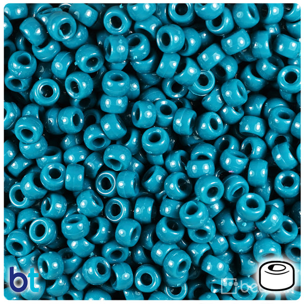 BeadTin Dark Teal Opaque 6.5mm Mini Barrel Plastic Pony Beads (1000pcs)