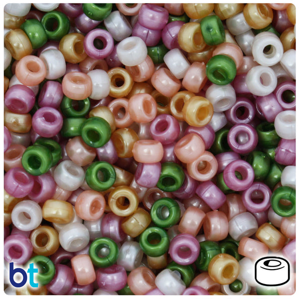 BeadTin Warm Mix Pearl 6.5mm Mini Barrel Plastic Pony Beads (1000pcs)