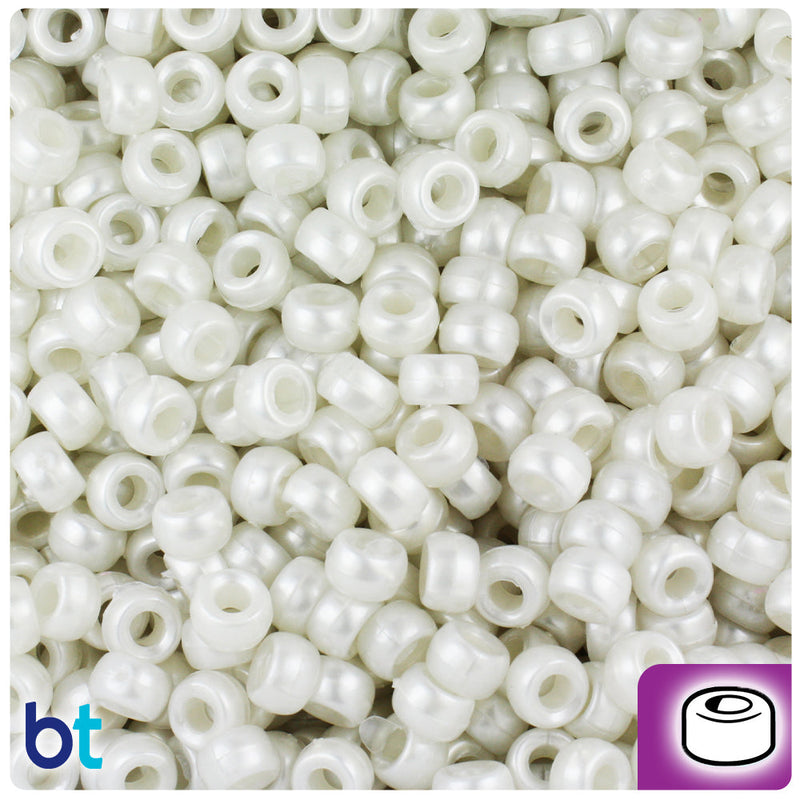 BeadTin Bridal Pearl 6.5mm Mini Barrel Plastic Pony Beads (1000pcs)