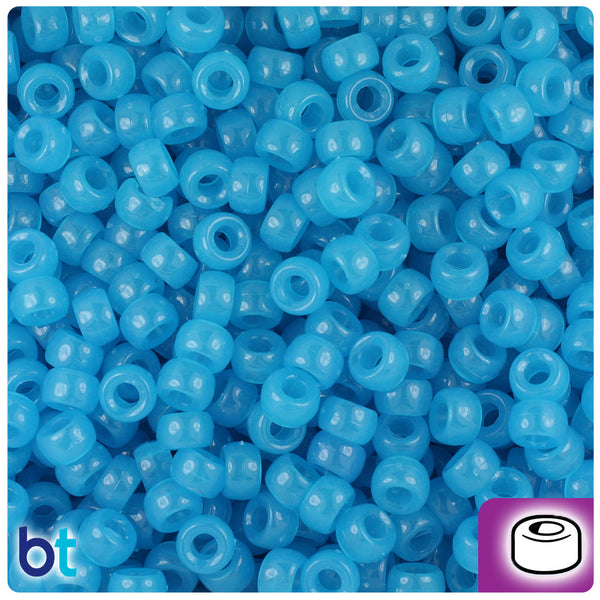 BeadTin Blue Glow 6.5mm Mini Barrel Plastic Pony Beads (1000pcs)