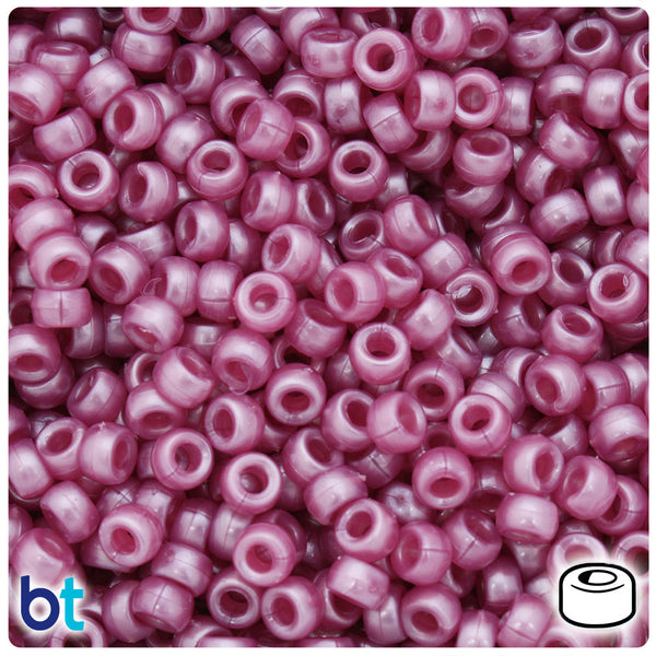 BeadTin Mauve Pearl 6.5mm Mini Barrel Plastic Pony Beads (1000pcs)