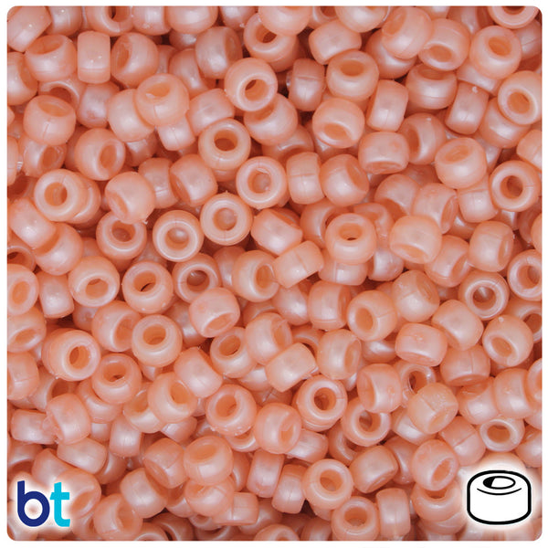 BeadTin Peach Pearl 6.5mm Mini Barrel Plastic Pony Beads (1000pcs)