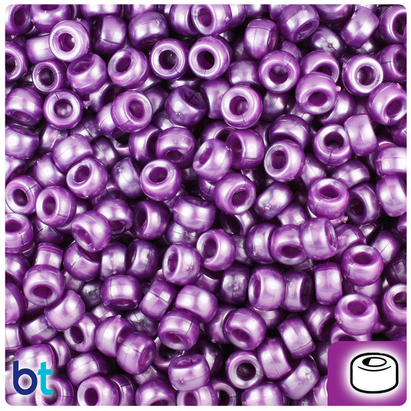 BeadTin Violet Pearl 6.5mm Mini Barrel Plastic Pony Beads (1000pcs)