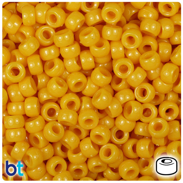 BeadTin Mustard Opaque 6.5mm Mini Barrel Plastic Pony Beads (1000pcs)