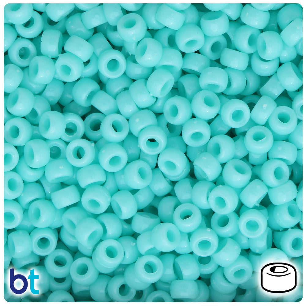 BeadTin Sea Foam Opaque 6.5mm Mini Barrel Plastic Pony Beads (1000pcs)