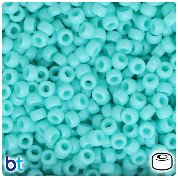 BeadTin Sea Foam Opaque 6.5mm Mini Barrel Plastic Pony Beads (1000pcs)