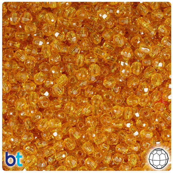 BeadTin Topaz Transparent 4mm Faceted Round Plastic Craft Beads (1350pcs)