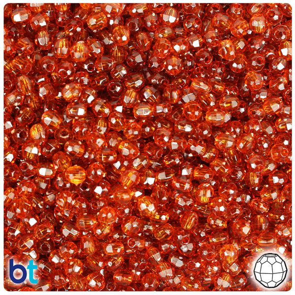 BeadTin Tortoise Transparent 4mm Faceted Round Plastic Craft Beads (1350pcs)