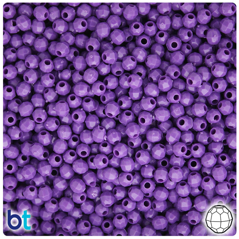 BeadTin Dark Lilac Opaque 4mm Faceted Round Plastic Craft Beads (1350pcs)