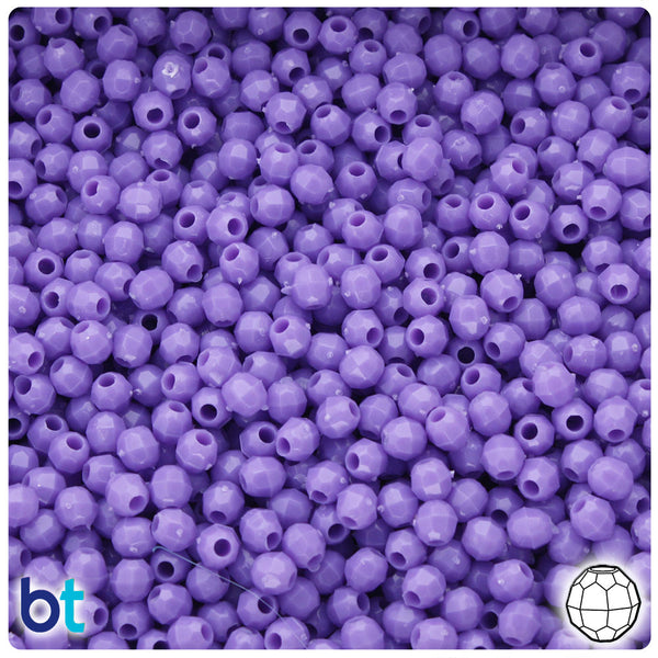 BeadTin Lilac Opaque 4mm Faceted Round Plastic Craft Beads (1350pcs)