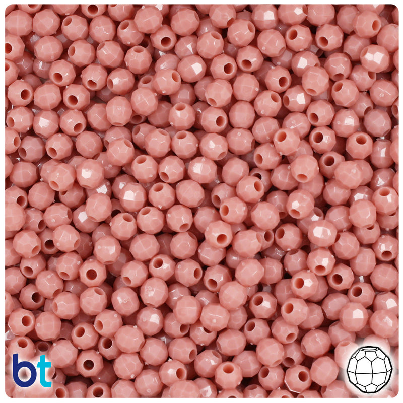 BeadTin Mauve Opaque 4mm Faceted Round Plastic Craft Beads (1350pcs)