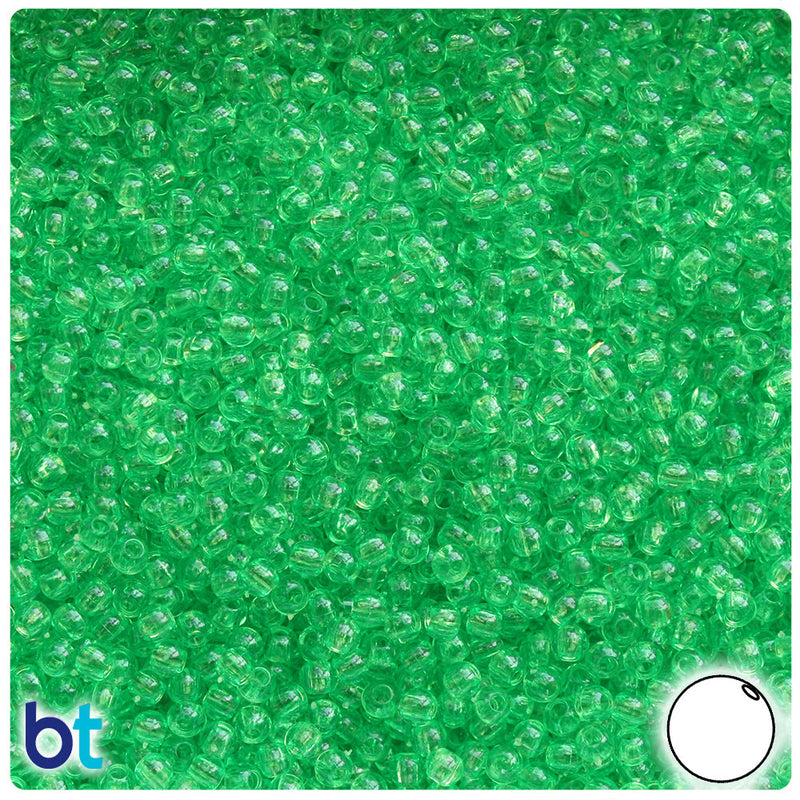 BeadTin Mint Transparent 3mm Round Plastic Craft Beads (1oz)