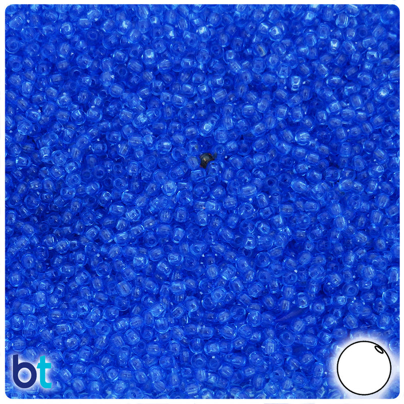 BeadTin Dark Sapphire Transparent 3mm Round Plastic Craft Beads (1oz)