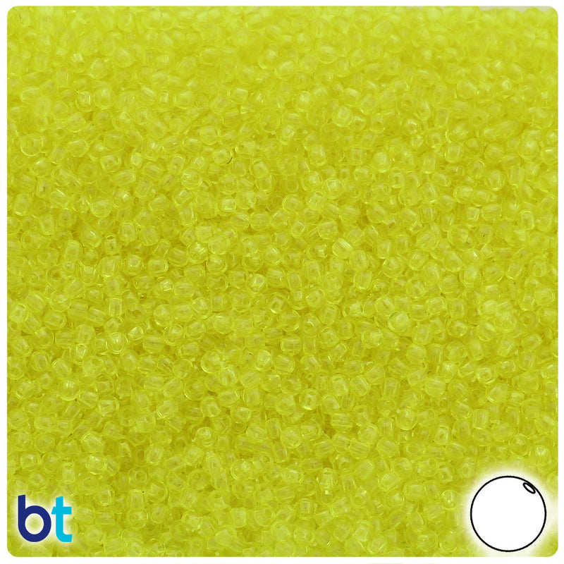 BeadTin Yellow Transparent 3mm Round Plastic Craft Beads (1oz)