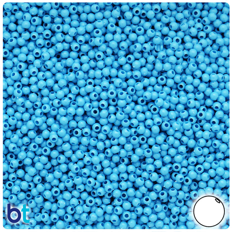 BeadTin Baby Blue Opaque 3mm Round Plastic Craft Beads (1oz)