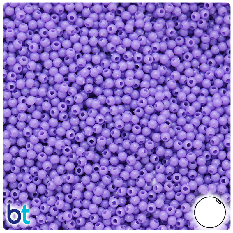 BeadTin Lilac Opaque 3mm Round Plastic Craft Beads (1oz)