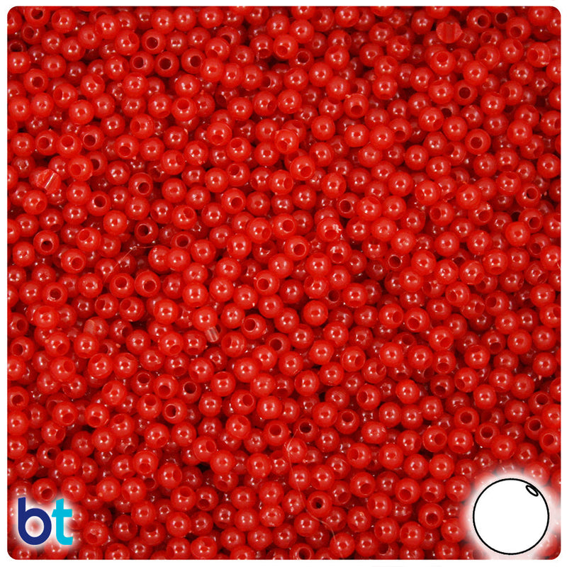 BeadTin Red Opaque 3mm Round Plastic Craft Beads (1oz)