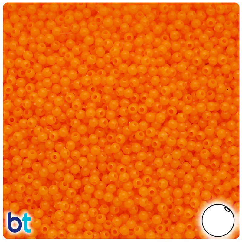 BeadTin Orange Opaque 3mm Round Plastic Craft Beads (1oz)