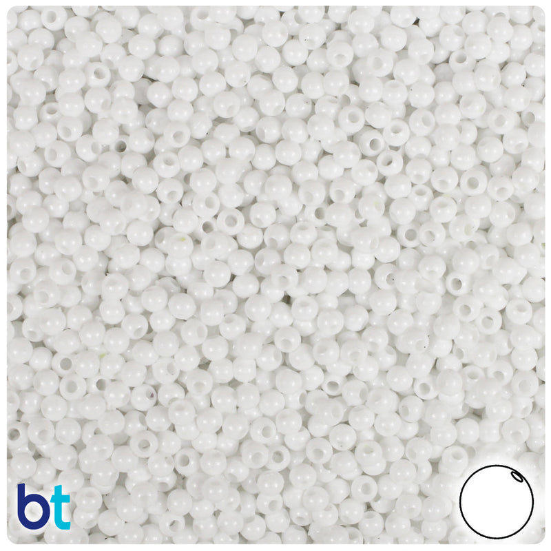 BeadTin White Opaque 3mm Round Plastic Craft Beads (1oz)